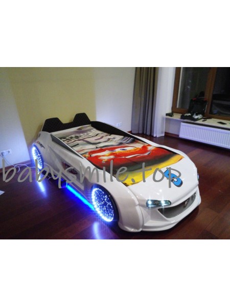 Детская кровать машина Jaguar белая